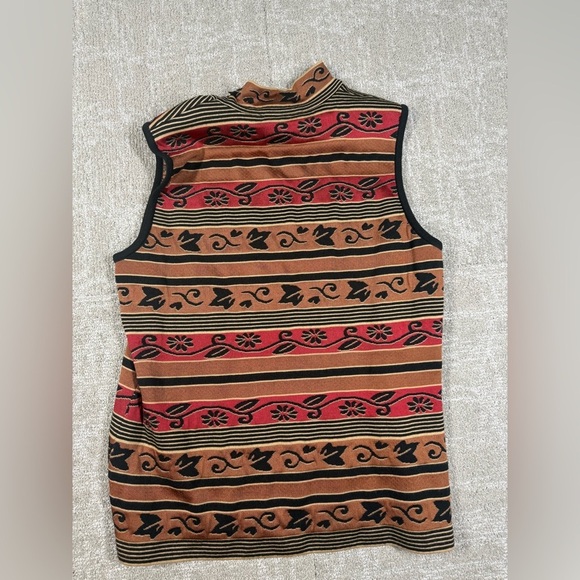 St. John Sleeveless High Neck Fall Printed Sweater Womens Size Medium - Picture 6 of 7